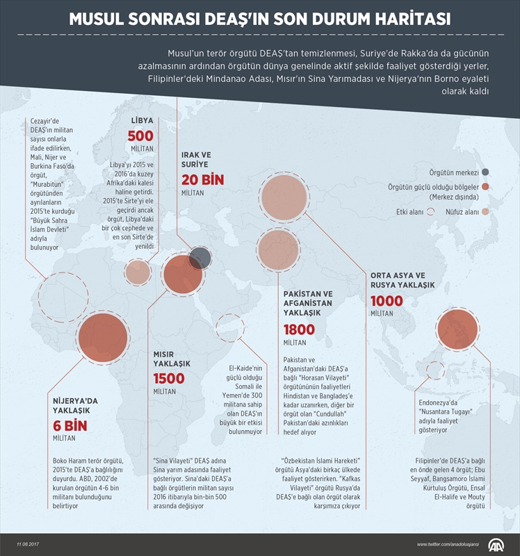 Musul sonrası DEAŞın son durum haritası