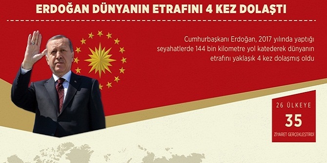 Erdoğan dünyanın etrafını 4 kez dolaştı