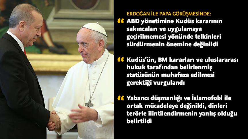 Cumhurbaşkanı Erdoğan ile Papa Franciscus bir araya geldi