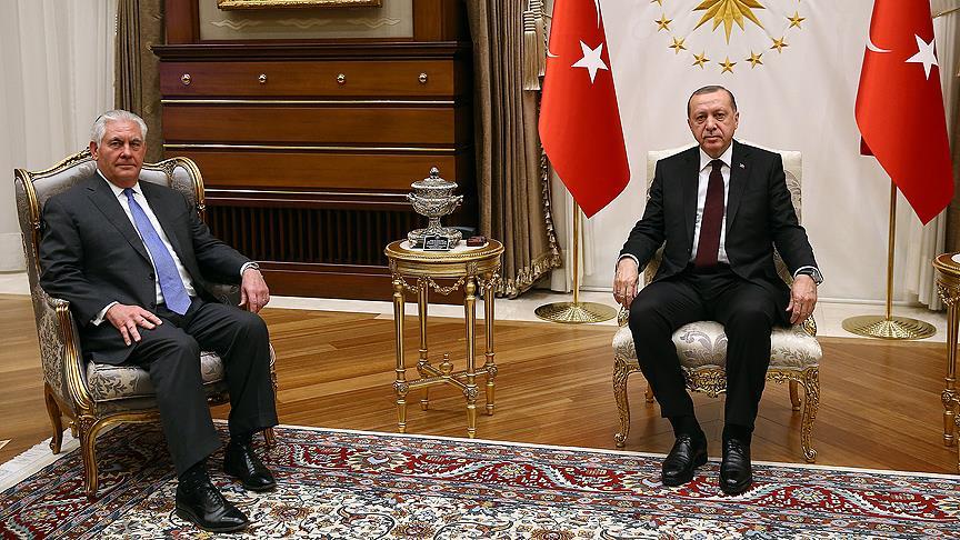 Cumhurbaşkanı Erdoğan Tillerson'ı kabul etti