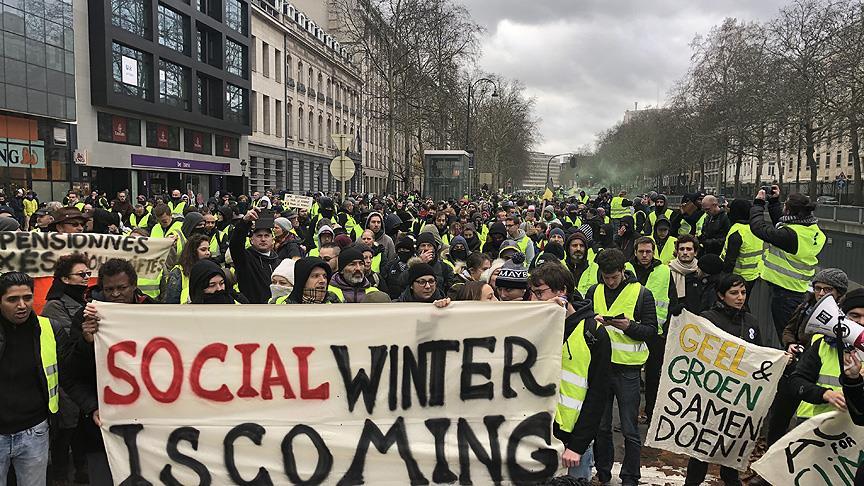 Belçika'da 'sarı yelekliler' protestosu