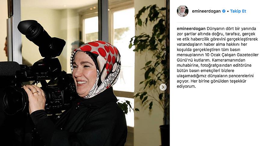 Emine Erdoğan'dan 'Çalışan Gazeteciler Günü' paylaşımı