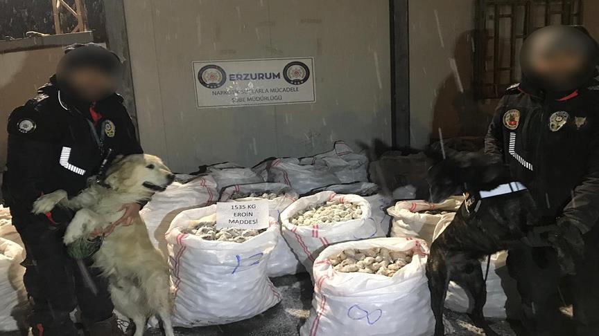 Erzurum'da ele geçirilen 1 ton 535 kilogram eroine ilişkin 4 gözaltı