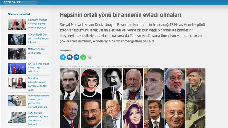 "Basın İlan Kurumundan 'Anneler Günü' albümü"