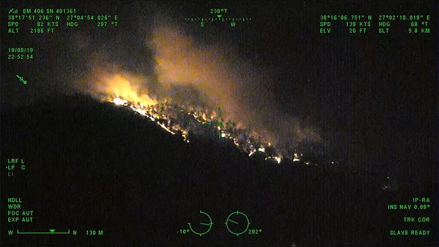 İzmir'deki orman yangınına müdahaleye 'gece uçuşu' desteği