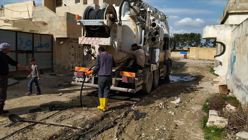 Barış Pınarı Harekatı bölgesinde alt yapı ve dezenfeksiyon işlemi sürüyor