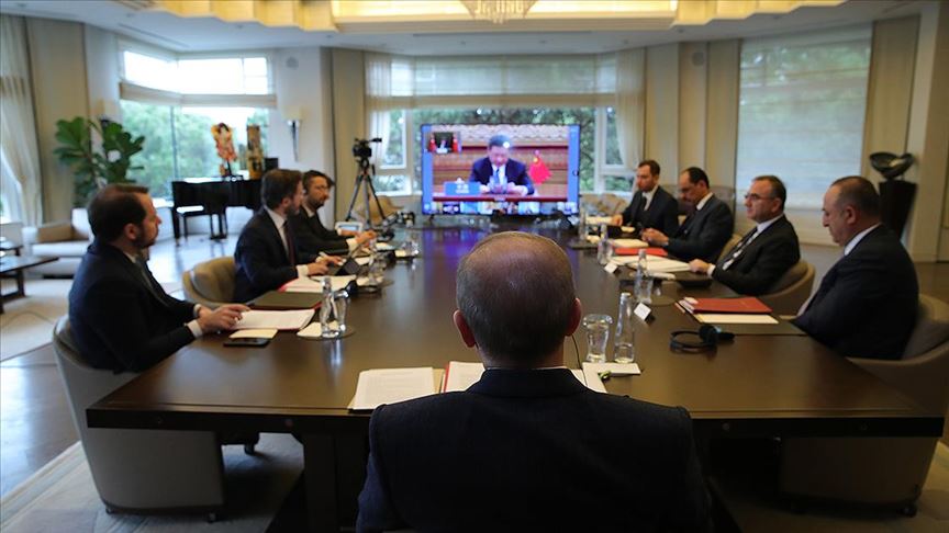 Cumhurbaşkanı Erdoğan G20 Liderler Olağanüstü Zirvesi'ne video konferans yöntemiyle katıldı