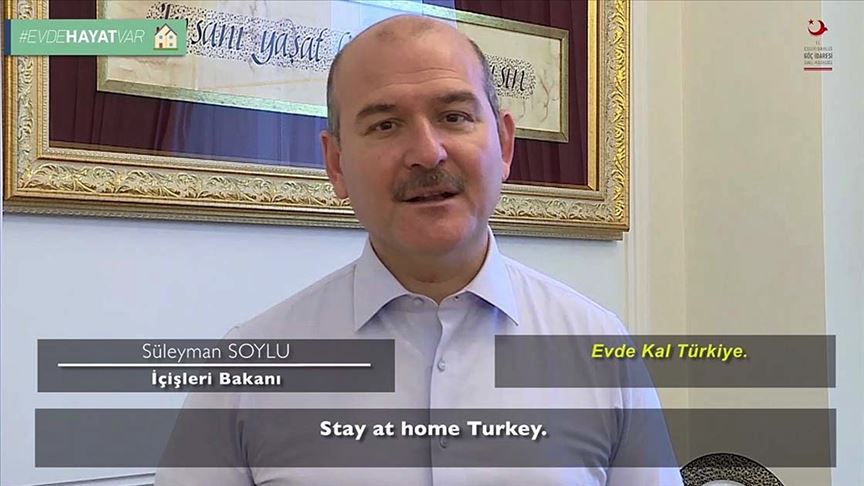 İçişleri Bakanı Soylu'dan videolu 'evde kal' çağrısı