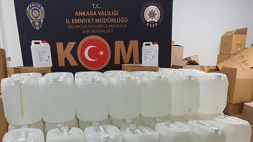 Başkentte sahte içki yapımında kullanılan 2 bin 280 litre etil alkol ele geçirildi