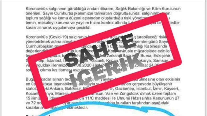 Çataklı'dan sahte Kovid-19 içerikleriyle ilgili paylaşım