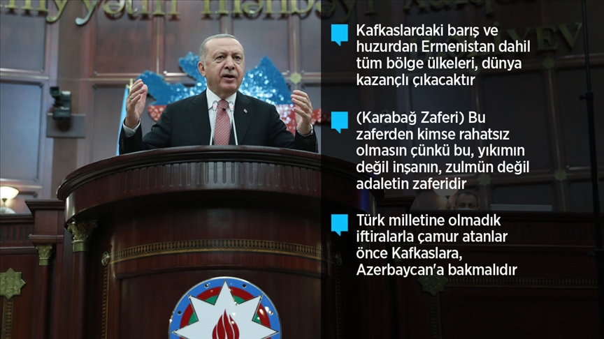 Erdoğan: Bugün Azerbaycan'ın yanındayız. Bütün dünya bilsin ki yarın da yanında yer alacağız
