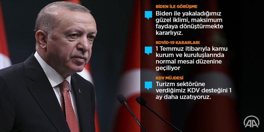 Erdoğan: 1 Temmuz'da başlamak üzere sokağa çıkma kısıtlamalarını tümüyle kaldırıyoruz