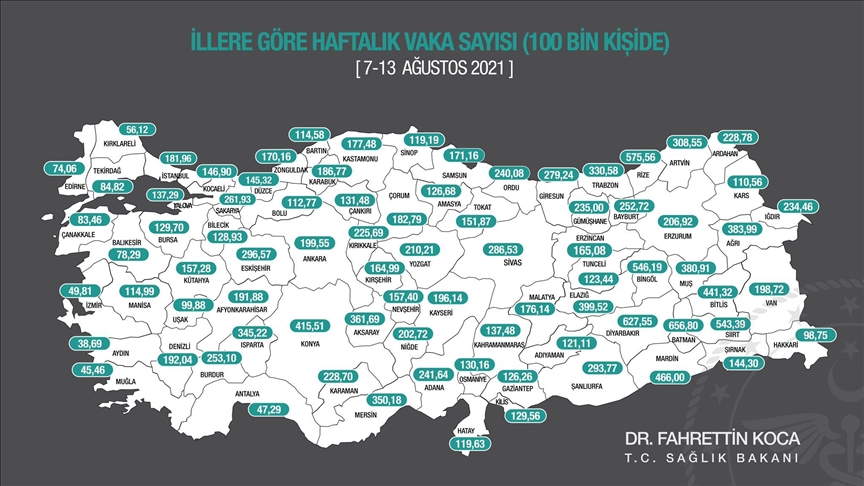 Her 100 bin kişideki Kovid-19 vaka sayısı İstanbul ve İzmir'de azaldı, Ankara'da arttı
