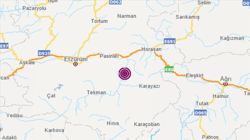 Erzurum'da 4,7 büyüklüğünde deprem oldu!