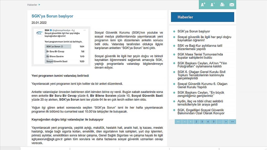 Sosyal güvenliğe dair merak edilenler "SGK'ya Sorun" programıyla öğrenilecek