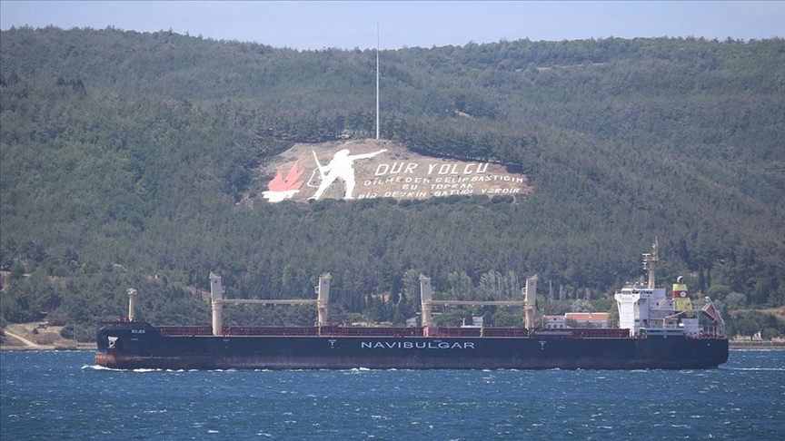 Ukrayna'dan yola çıkan mısır yüklü gemi Çanakkale Boğazı'ndan geçti