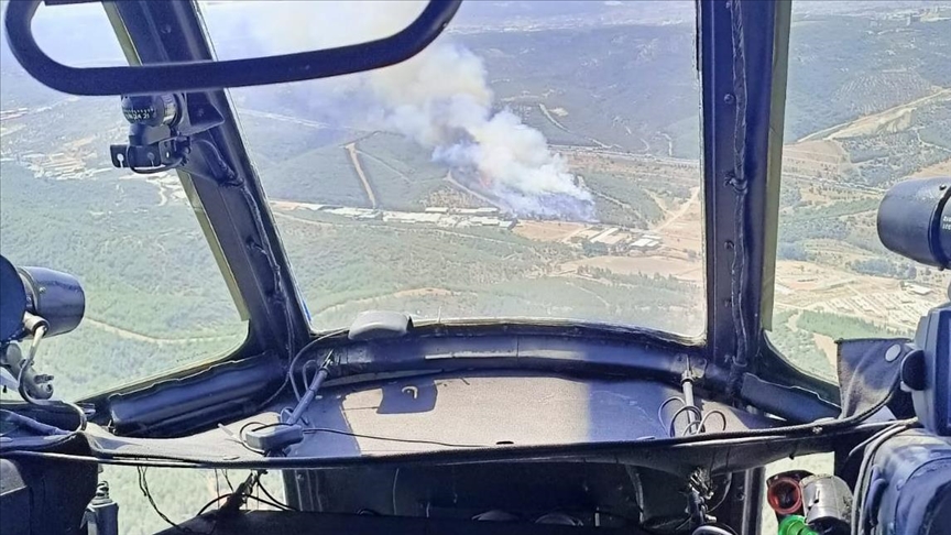 İzmir'de ormanlık alanda çıkan yangına müdahale ediliyor