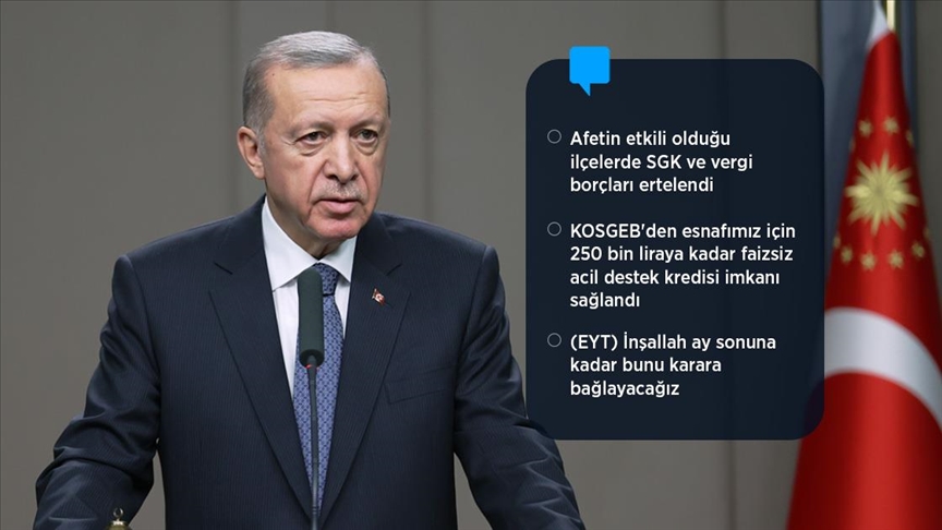 Cumhurbaşkanı Erdoğan: Kumluca, Finike ve Demre ilçelerinde 'Genel Hayata Etkili Afet Bölgesi' kararı alındı