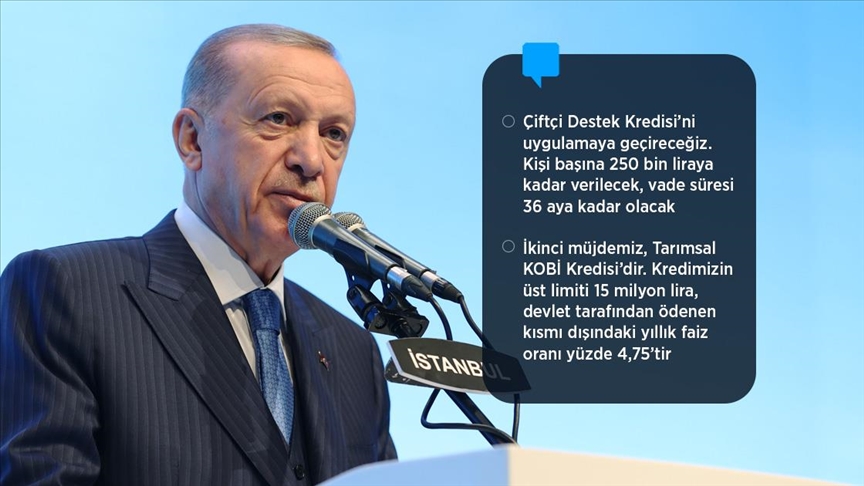 Cumhurbaşkanı Erdoğan'dan çiftçilere 3 ayrı kredi müjdesi