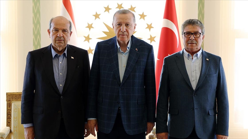 Erdoğan, KKTC Cumhurbaşkanı Tatar ve KKTC Başbakanı Üstel ile görüştü