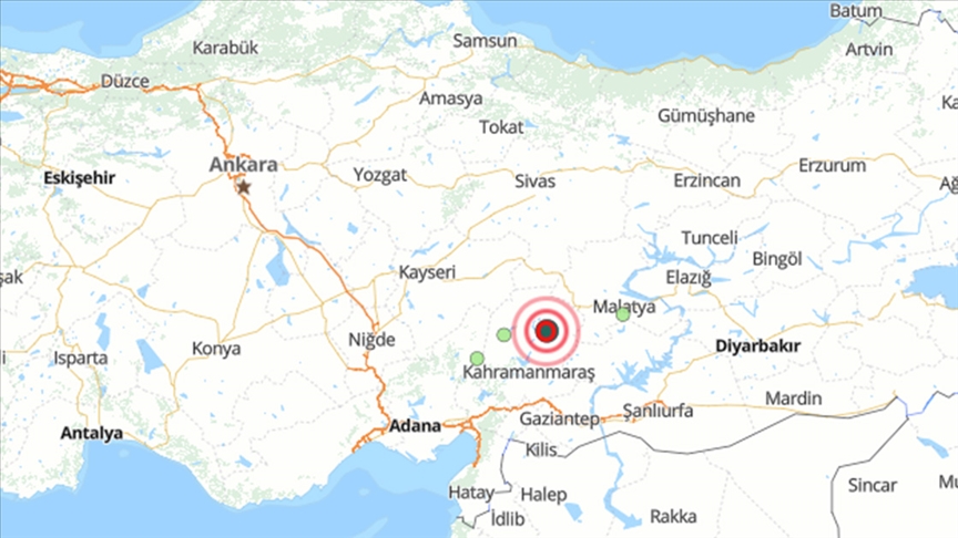 Kahramanmaraş'ta 4,3 büyüklüğünde Deprem