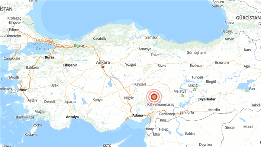 Kahramanmaraş'ta 5,3 büyüklüğünde Deprem