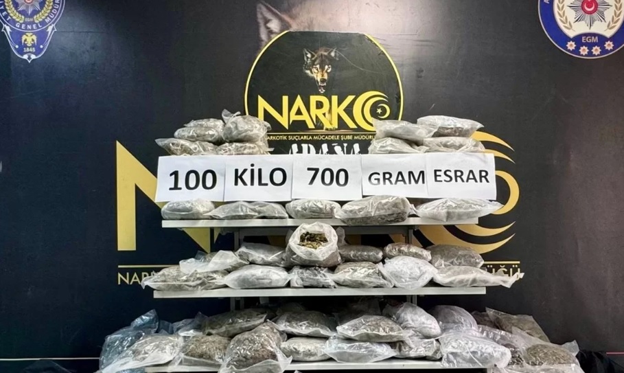 Adana'da ahşap yüklü tırda 100 kilo 700 gram esrar ele geçirildi