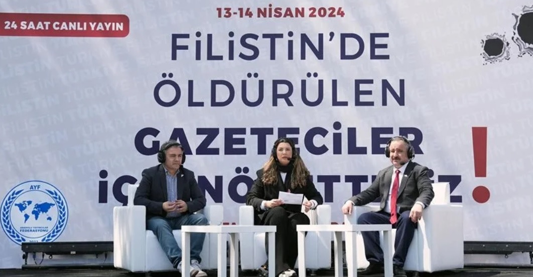 İstanbul'da, Filistin'de öldürülen gazeteciler için 24 saat sürecek tepki yayını başladı