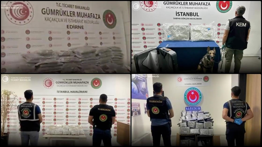 GÜMRÜK MUHAFAZA EKİPLERİ ÜÇ İLDE 1,2 TON UYUŞTURUCU ELE GEÇİRDİ