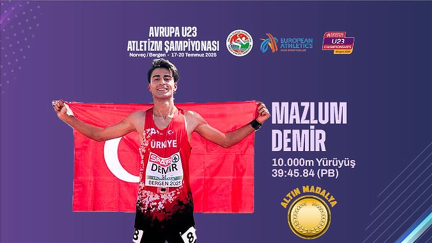 MİLLİ ATLET MAZLUM DEMİR 23 YAŞ ALTINDA AVRUPA ŞAMPİYONU OLDU