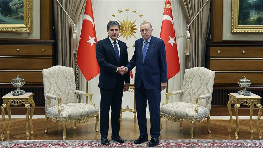 ERDOĞAN, IRAK KÜRT BÖLGESEL YÖNETİMİ BAŞKANI BARZANİ'Yİ KABUL ETTİ