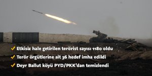 Zeytin Dalı Harekatında 1180 terörist etkisiz hale getirildi