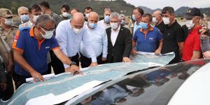 Soylu, Giresun'da selde kaybolanların arandığı bölgelerde incelemelerde bulundu