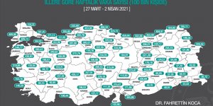 Sağlık Bakanı Koca, son bir haftada her 100 bin kişide görülen Kovid-19 vaka sayılarını açıkladı