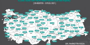 İllere göre her 100 bin kişide görülen Kovid-19 vaka sayıları açıklandı