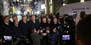 Cumhurbaşkanı Yardımcısı Oktay, İstanbul'daki patlama yerinde incelemelerde bulundu