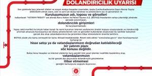 BOTAŞ'tan dolandırıcılık girişimlerine ilişkin açıklama