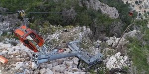 Antalya'daki teleferik kazasının ardından oluşan enkaz havadan görüntülendi