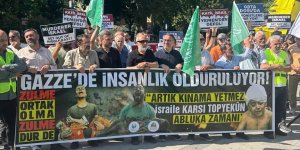 İSRAİL'İN FİLİSTİN VE İRAN'A YÖNELİK SALDIRILARI İST'DA PROTESTO EDİLDİ