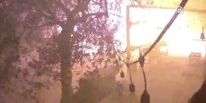 ÇANAKKALE'DE ÇIKAN ORMAN YANGINININ İLERLEME HIZI GÜVENLİK KAMERASINDA