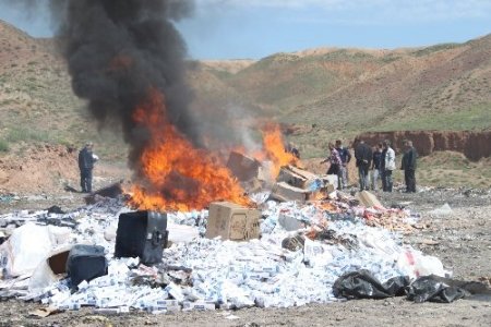 500 bin paket gümrük kaçağı sigara imha edildi