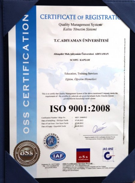 Adıyaman Üniversitesi'ne kalite belgesi