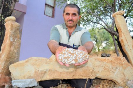 Alanyalı çobanın taş koleksiyonu yabancılardan ilgi görüyor