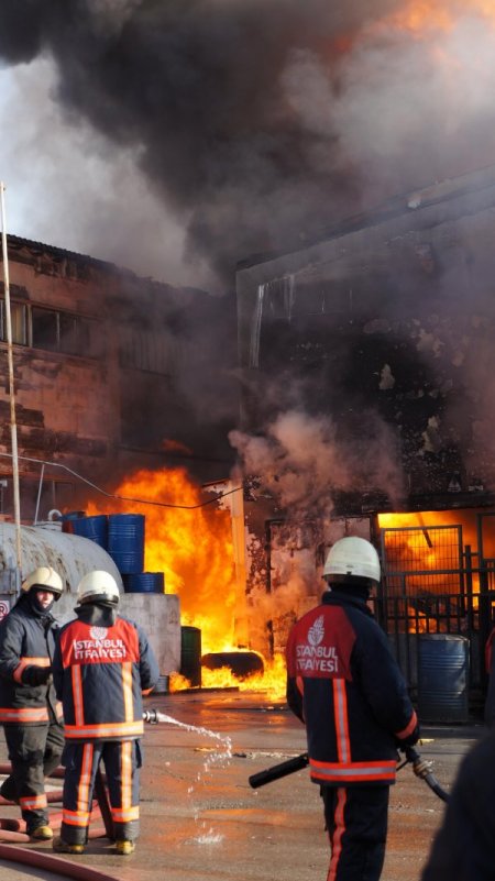 Alev topuna dönen boya fabrikasından kareler