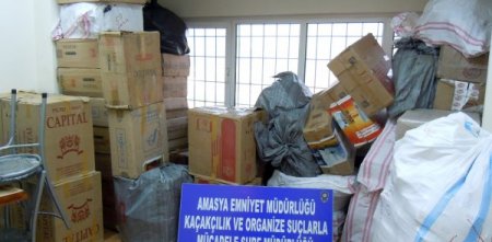 Amasya’da 36 bin paket kaçak sigara ele geçirildi