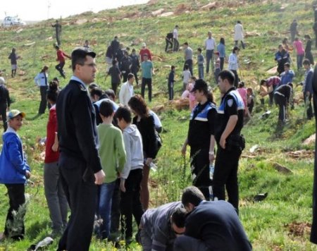 Artuklu Üniversitesi kampüsünün ağaçlandırılmasına emniyetten destek