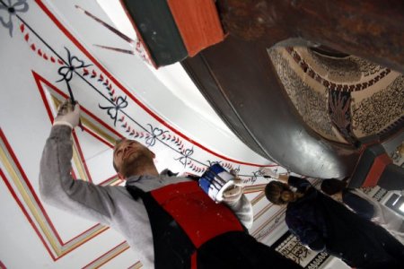 Asırlık Mevlevi tekkesinin tarihi desenleri onarıldı