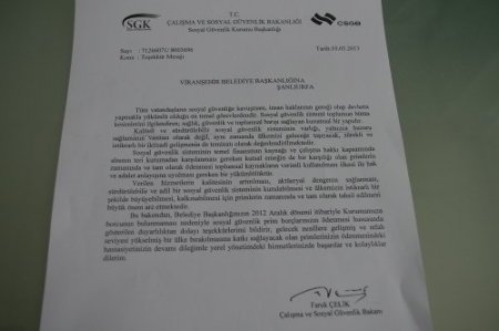 Bakanlıktan, primlerini zamanında ödeyen Viranşehir Belediyesi'ne teşekkür