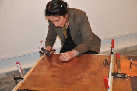 Bakırcı kadınlar işledikleri motifleri sergiledi