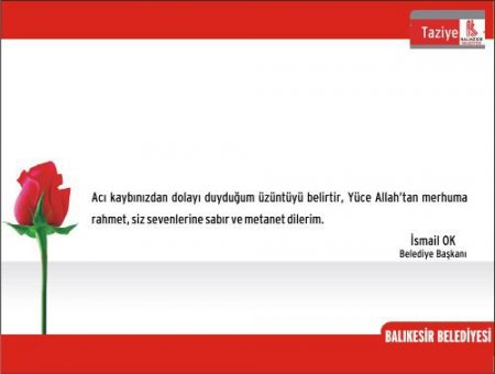 Balıkesir Belediyesi'den Acılı Ailelere 'taziye Kartı'